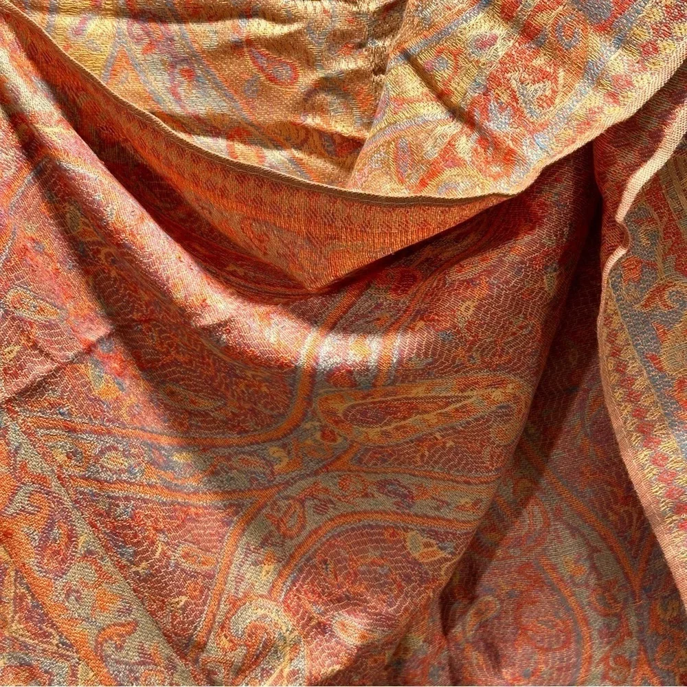Elegant Shawl in Golden Paisley- Versatile Wrap, Stole, Scarf, Veil Soft Rayon